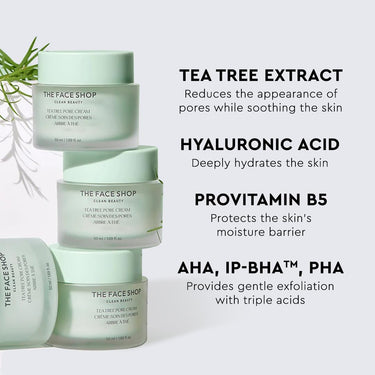 The Face Shop Tea Tree Pore Cream | Fresh Moisturizer Soothes Skin Irritation & Reduce Heat Inside Skin | Gently Removes Dead Skin & Impurities | Appropriate for Trouble Skin |50ml, K-Beauty